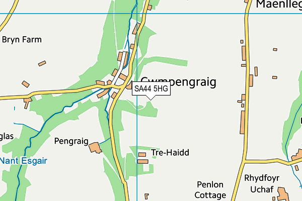 SA44 5HG map - OS VectorMap District (Ordnance Survey)