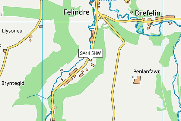 SA44 5HW map - OS VectorMap District (Ordnance Survey)