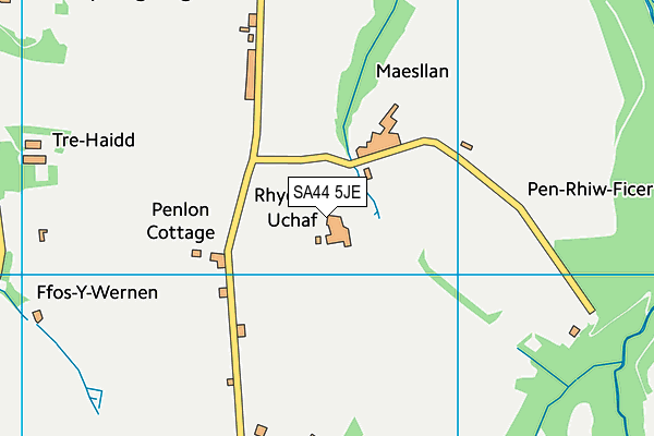 SA44 5JE map - OS VectorMap District (Ordnance Survey)