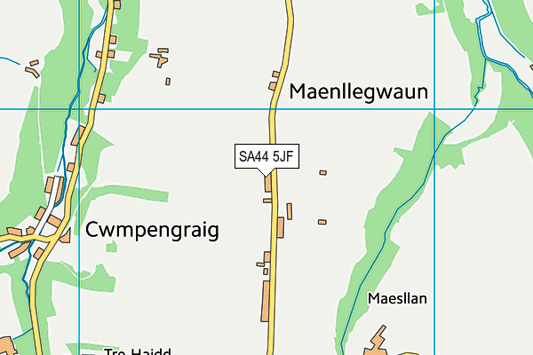 SA44 5JF map - OS VectorMap District (Ordnance Survey)