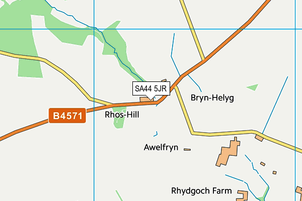 SA44 5JR map - OS VectorMap District (Ordnance Survey)