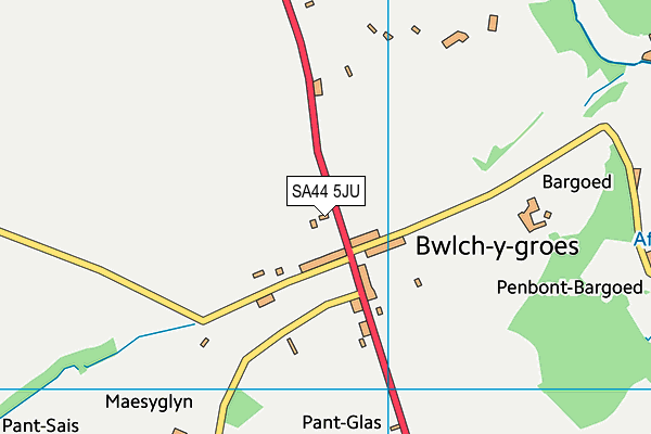 SA44 5JU map - OS VectorMap District (Ordnance Survey)