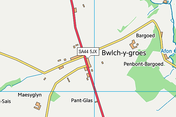 SA44 5JX map - OS VectorMap District (Ordnance Survey)
