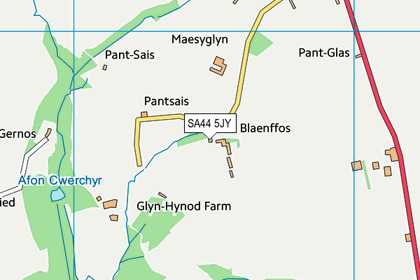 SA44 5JY map - OS VectorMap District (Ordnance Survey)