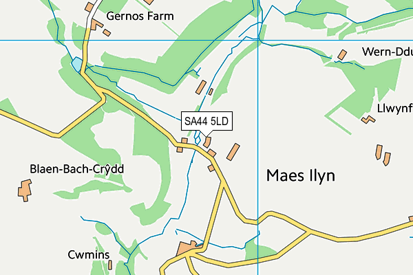 SA44 5LD map - OS VectorMap District (Ordnance Survey)