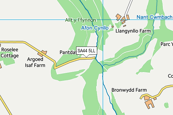 SA44 5LL map - OS VectorMap District (Ordnance Survey)