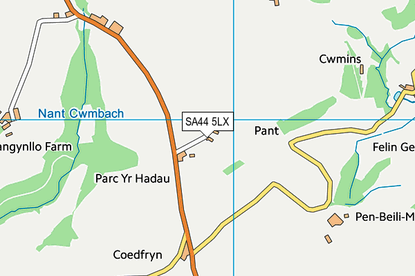 SA44 5LX map - OS VectorMap District (Ordnance Survey)