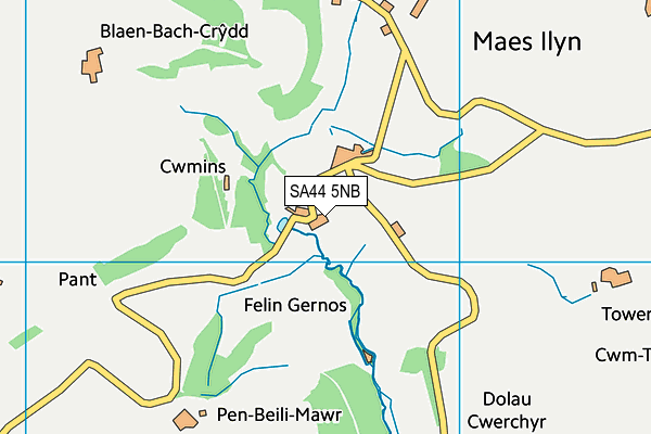 SA44 5NB map - OS VectorMap District (Ordnance Survey)