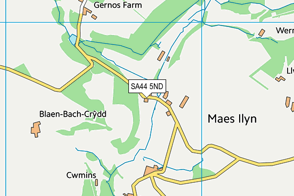 SA44 5ND map - OS VectorMap District (Ordnance Survey)