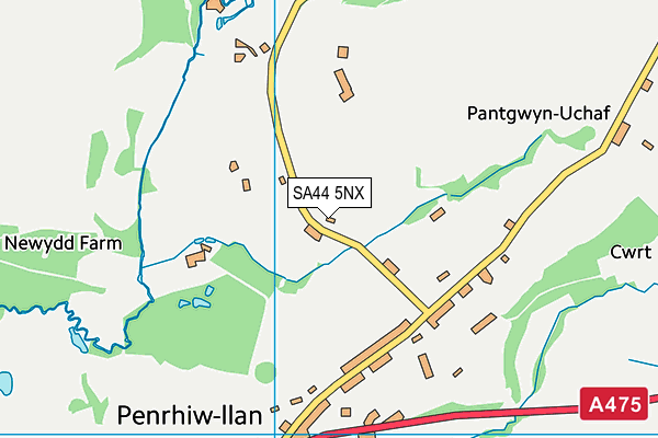 SA44 5NX map - OS VectorMap District (Ordnance Survey)