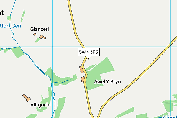 SA44 5PS map - OS VectorMap District (Ordnance Survey)