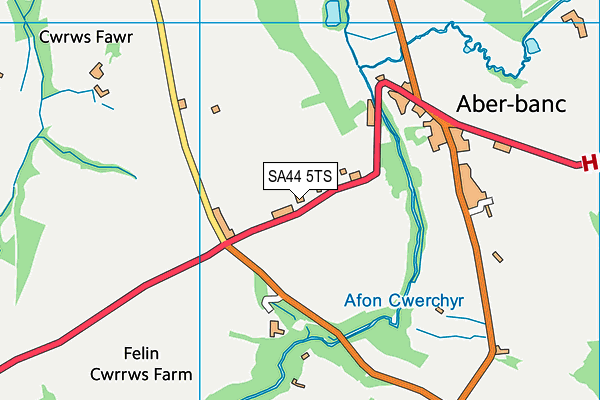 SA44 5TS map - OS VectorMap District (Ordnance Survey)