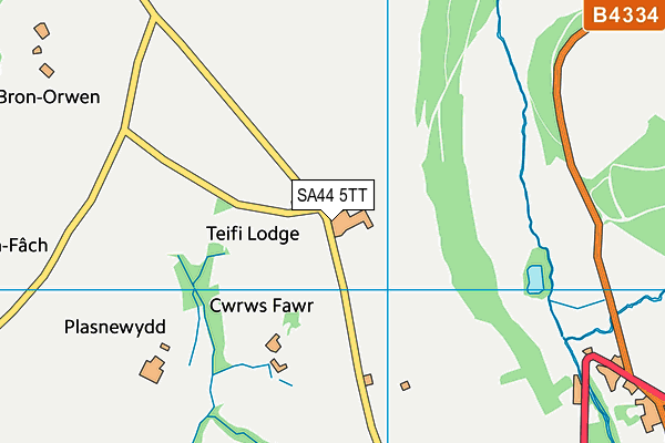 SA44 5TT map - OS VectorMap District (Ordnance Survey)