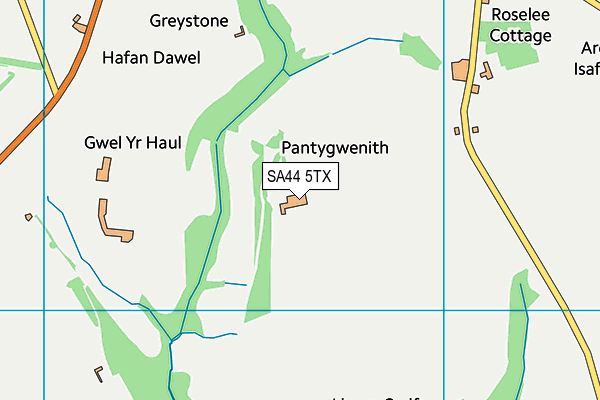 SA44 5TX map - OS VectorMap District (Ordnance Survey)