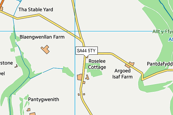 SA44 5TY map - OS VectorMap District (Ordnance Survey)