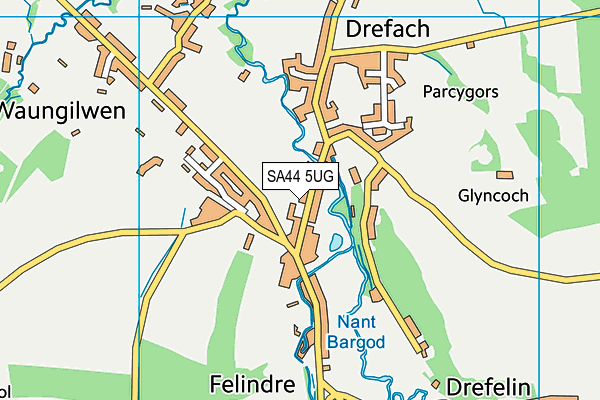 SA44 5UG map - OS VectorMap District (Ordnance Survey)