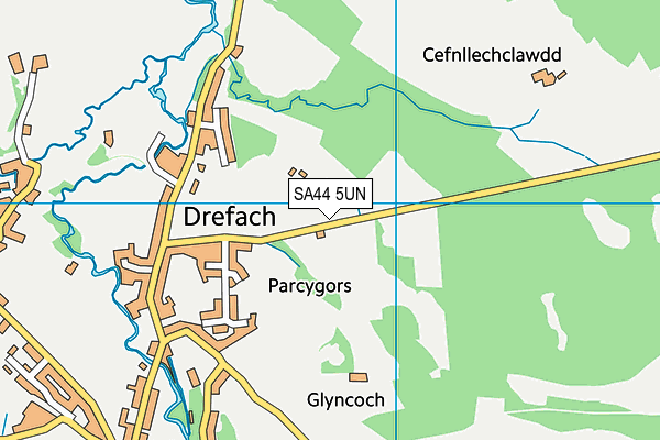 SA44 5UN map - OS VectorMap District (Ordnance Survey)