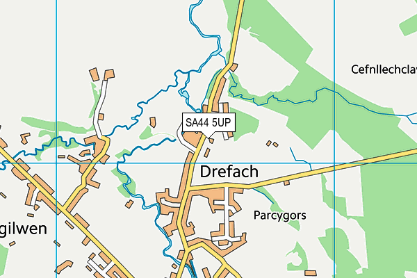 SA44 5UP map - OS VectorMap District (Ordnance Survey)