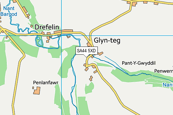 SA44 5XD map - OS VectorMap District (Ordnance Survey)