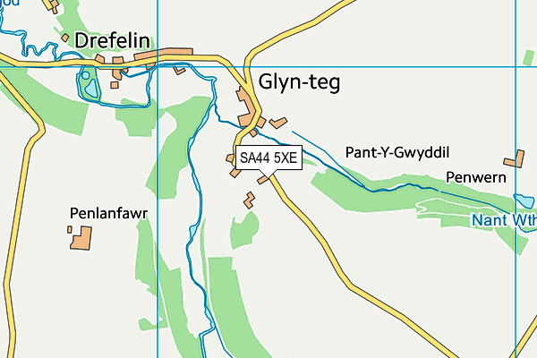 SA44 5XE map - OS VectorMap District (Ordnance Survey)