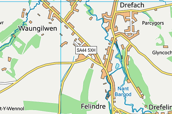 SA44 5XH map - OS VectorMap District (Ordnance Survey)