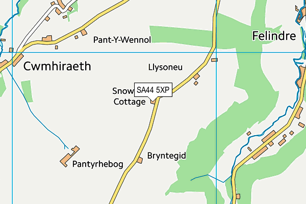 SA44 5XP map - OS VectorMap District (Ordnance Survey)