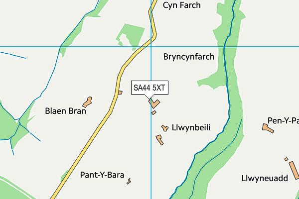 SA44 5XT map - OS VectorMap District (Ordnance Survey)