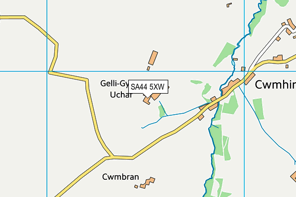 SA44 5XW map - OS VectorMap District (Ordnance Survey)