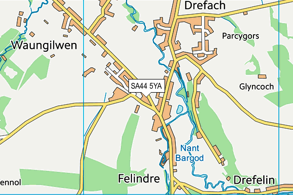 SA44 5YA map - OS VectorMap District (Ordnance Survey)