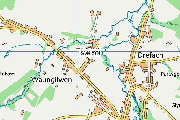 SA44 5YN map - OS VectorMap District (Ordnance Survey)