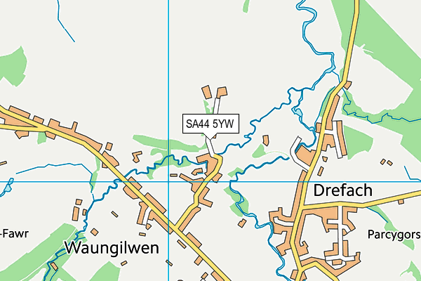 SA44 5YW map - OS VectorMap District (Ordnance Survey)