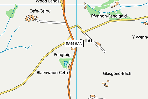 SA44 6AA map - OS VectorMap District (Ordnance Survey)