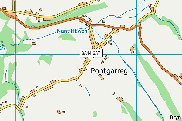 SA44 6AT map - OS VectorMap District (Ordnance Survey)