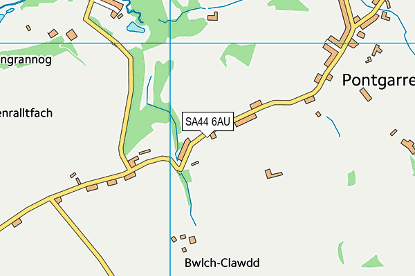 SA44 6AU map - OS VectorMap District (Ordnance Survey)