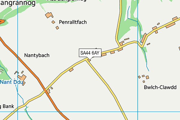 SA44 6AY map - OS VectorMap District (Ordnance Survey)