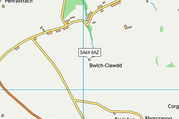 SA44 6AZ map - OS VectorMap District (Ordnance Survey)