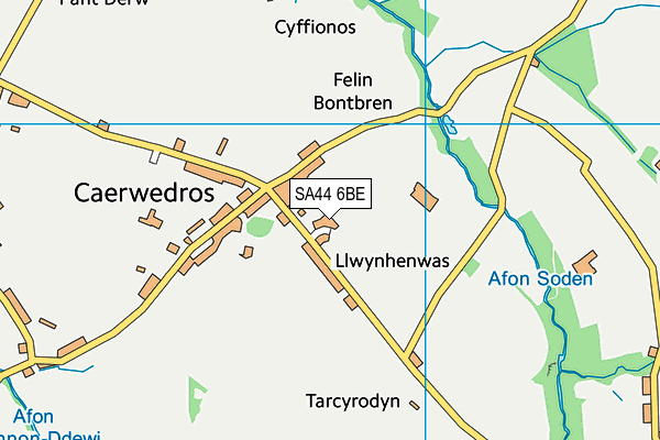 SA44 6BE map - OS VectorMap District (Ordnance Survey)