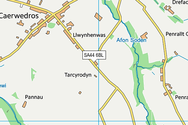 SA44 6BL map - OS VectorMap District (Ordnance Survey)