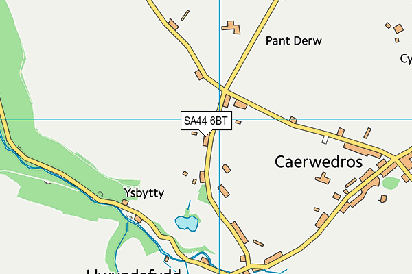 SA44 6BT map - OS VectorMap District (Ordnance Survey)