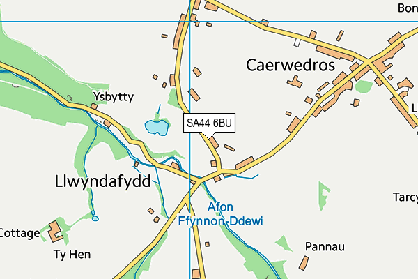 SA44 6BU map - OS VectorMap District (Ordnance Survey)