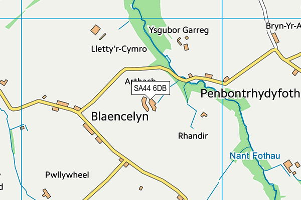 SA44 6DB map - OS VectorMap District (Ordnance Survey)