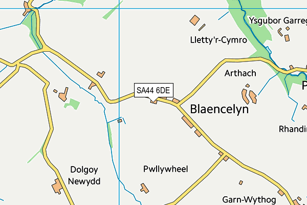 SA44 6DE map - OS VectorMap District (Ordnance Survey)