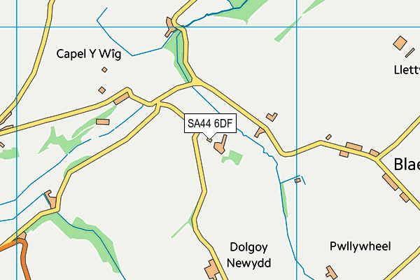 SA44 6DF map - OS VectorMap District (Ordnance Survey)