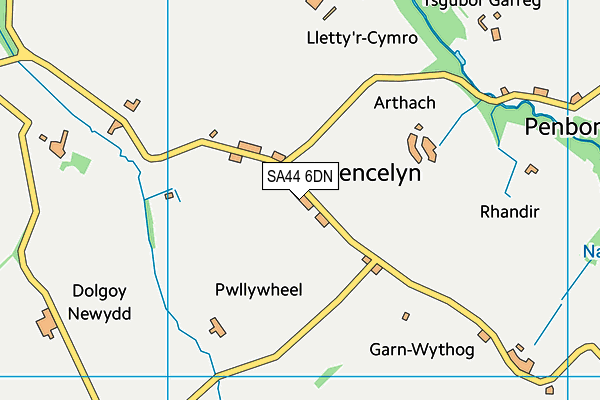 SA44 6DN map - OS VectorMap District (Ordnance Survey)