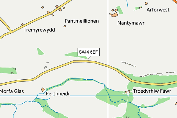 SA44 6EF map - OS VectorMap District (Ordnance Survey)