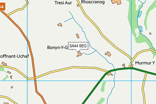 SA44 6EG map - OS VectorMap District (Ordnance Survey)