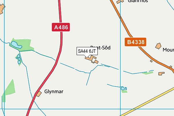 SA44 6JT map - OS VectorMap District (Ordnance Survey)