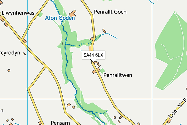 SA44 6LX map - OS VectorMap District (Ordnance Survey)