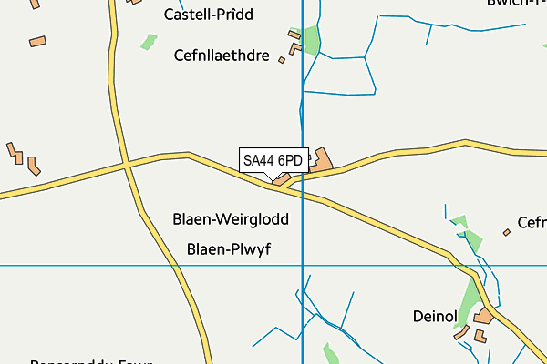 SA44 6PD map - OS VectorMap District (Ordnance Survey)