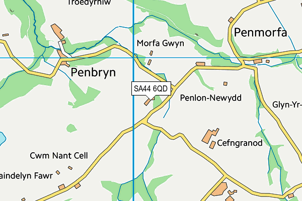 SA44 6QD map - OS VectorMap District (Ordnance Survey)